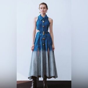 VIRAL DRESS —— GRADIENT CUT-OUT SLEEVELESS DENIM DRESS